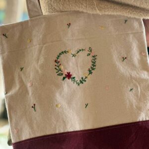 Little Heart Bloom Tote Bag | Handmade Embroidered Design